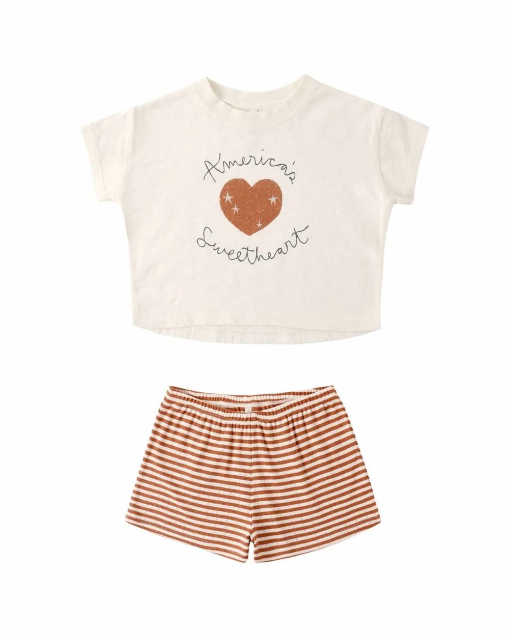 NEW RYLEE + CRU girls boxy tee/ pointelle short in american sweetheart/poppy